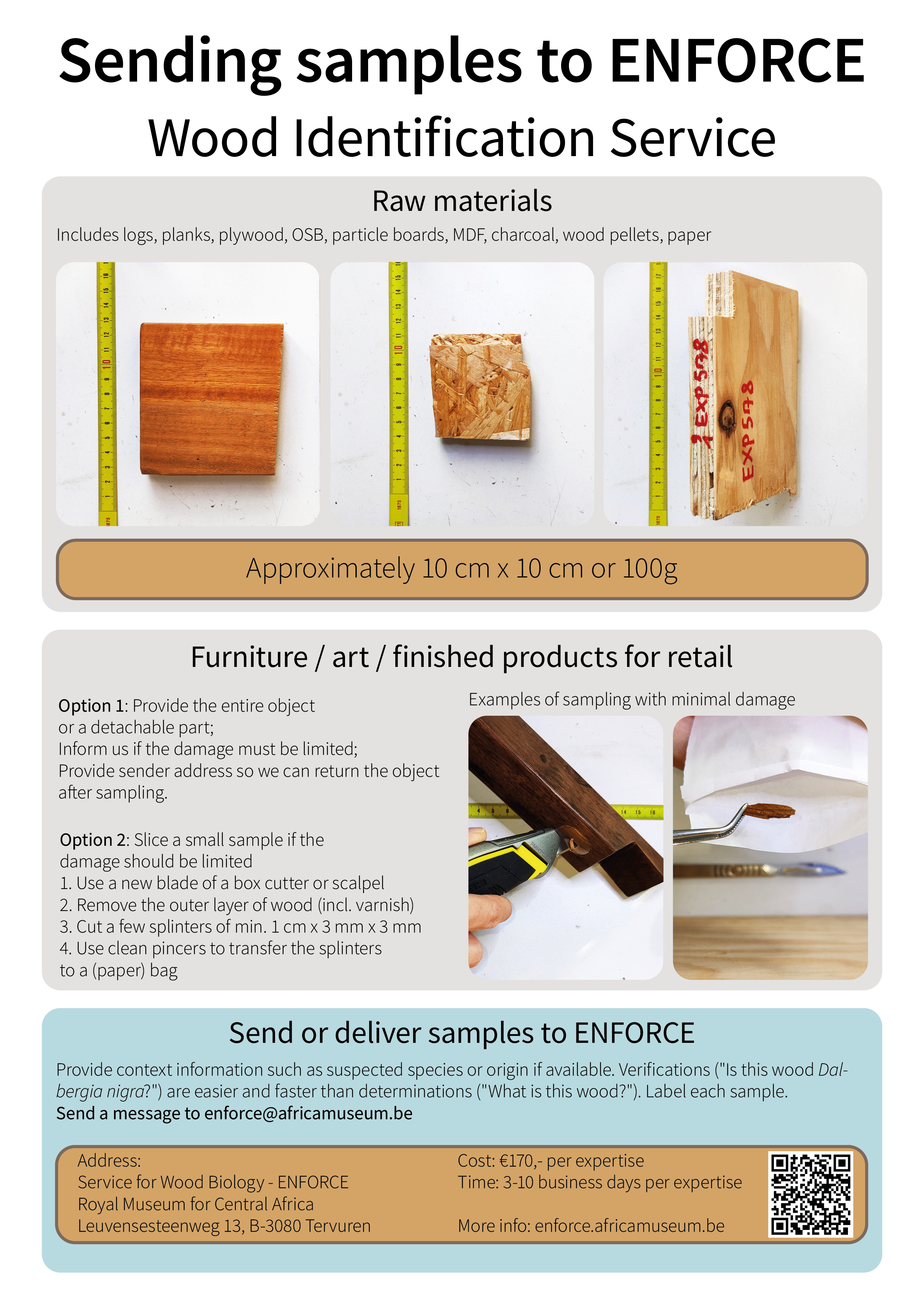 Sample taking guide for timber analysis